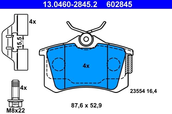 set placute frana,frana disc ATE 13.0460-2845.2