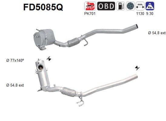 Filtru funingine/particule, sist.de esapament AS-PL FD5085Q