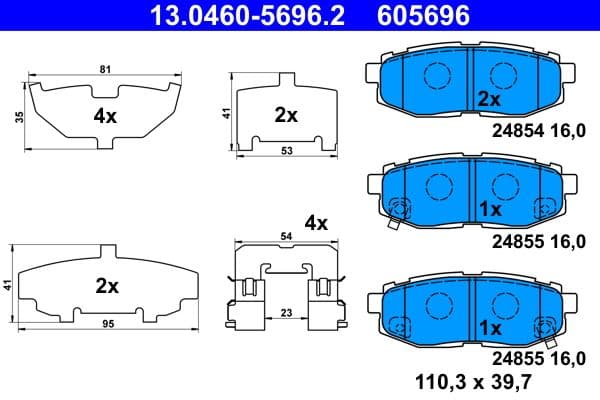 set placute frana,frana disc ATE 13.0460-5696.2