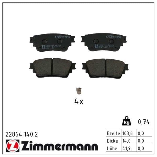 set placute frana,frana disc ZIMMERMANN 22864.140.2