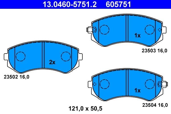 set placute frana,frana disc ATE 13.0460-5751.2
