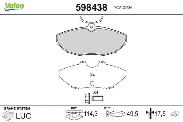 set placute frana,frana disc VALEO 598438