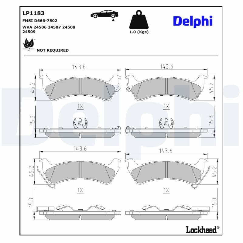 set placute frana,frana disc DELPHI LP1183
