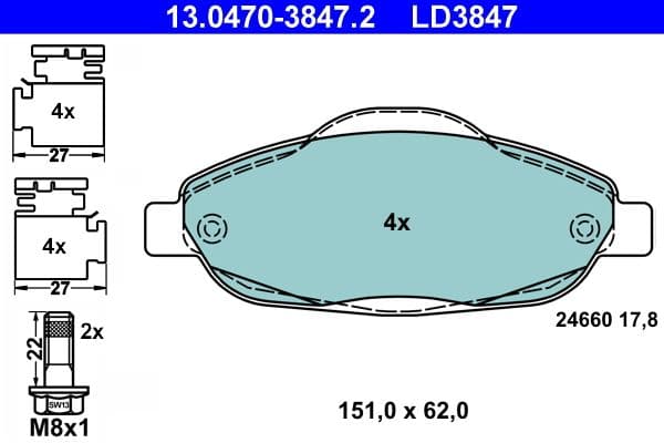 set placute frana,frana disc ATE Ceramic 13.0470-3847.2