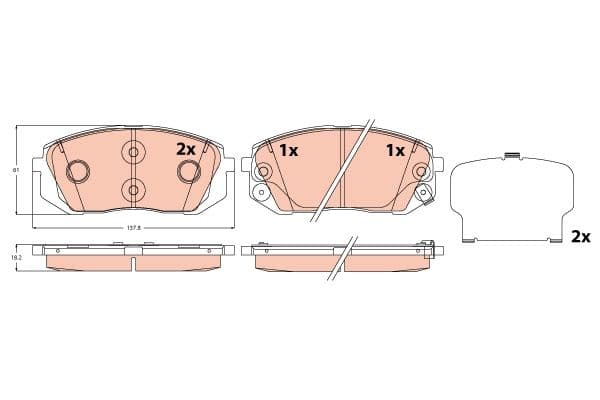 set placute frana,frana disc TRW GDB2308