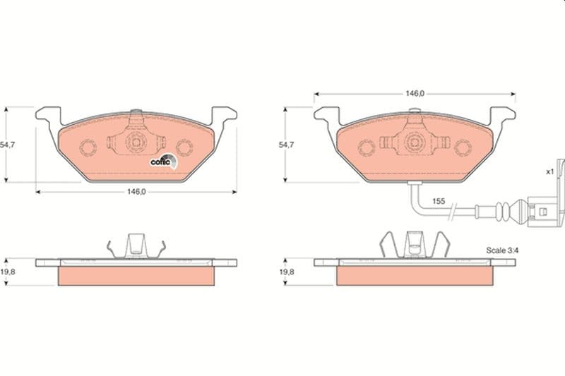 set placute frana,frana disc TRW COTEC GDB1386