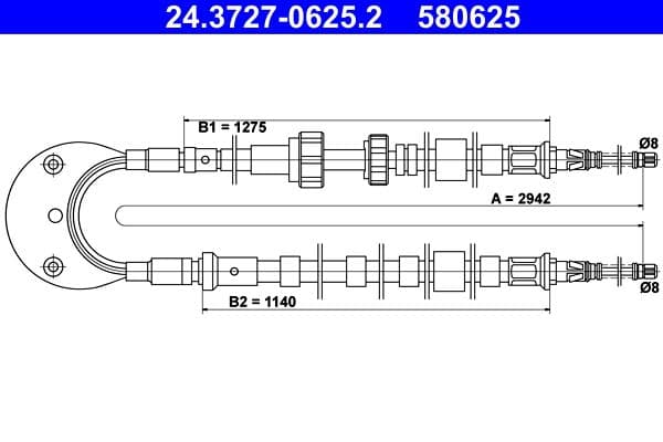 Cablu, frana de parcare ATE 24.3727-0625.2