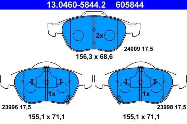 set placute frana,frana disc ATE 13.0460-5844.2