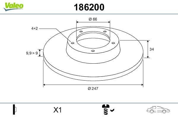 Disc frana VALEO 186200