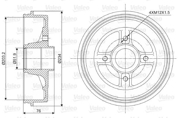 Tambur frana VALEO 237008
