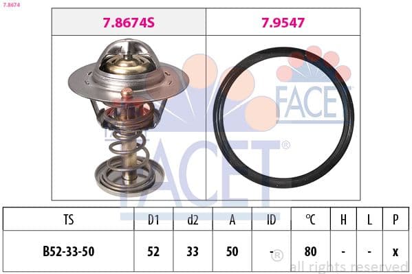 termostat,lichid racire FACET Made in Italy - OE Equivalent 7.8674