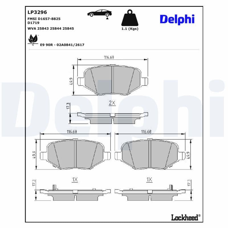 set placute frana,frana disc DELPHI LP3296