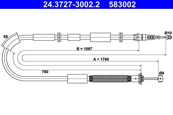 Cablu, frana de parcare ATE 24.3727-3002.2