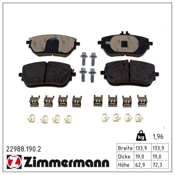 set placute frana,frana disc ZIMMERMANN 22988.190.2