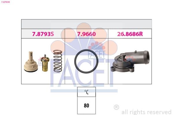 termostat,lichid racire FACET Made in Italy - OE Equivalent 7.8793K
