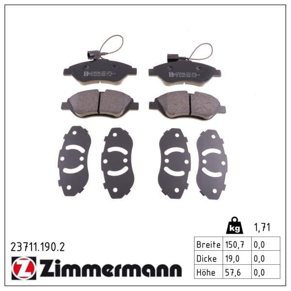 set placute frana,frana disc ZIMMERMANN 23711.190.2