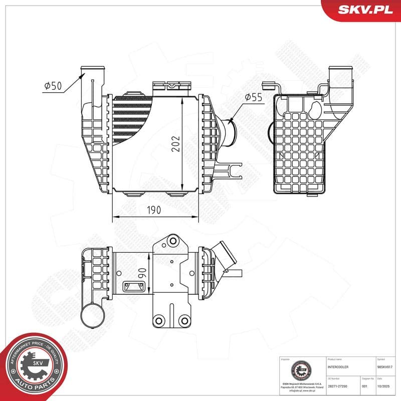Intercooler, compresor ESEN SKV 98SKV017