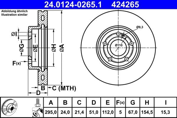 Disc frana ATE 24.0124-0265.1