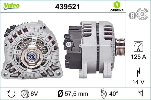 Generator / Alternator VALEO ORIGINS NEW OE TECHNOLOGY 439521