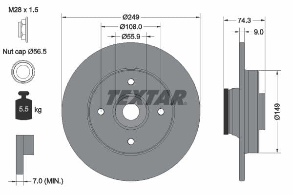 Disc frana TEXTAR PRO 92194103