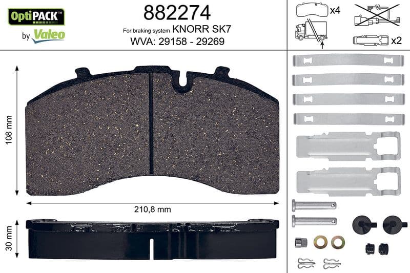 set placute frana,frana disc VALEO 882274