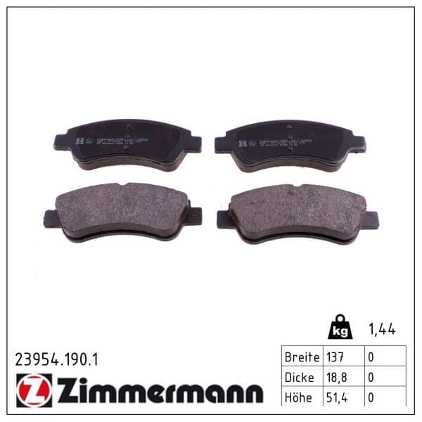 set placute frana,frana disc ZIMMERMANN 23954.190.1