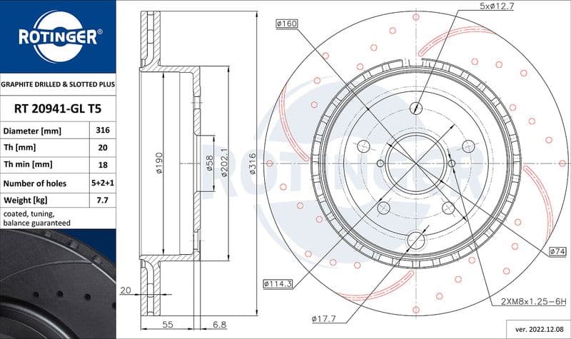 Disc frana ROTINGER RT 20941-GL T5