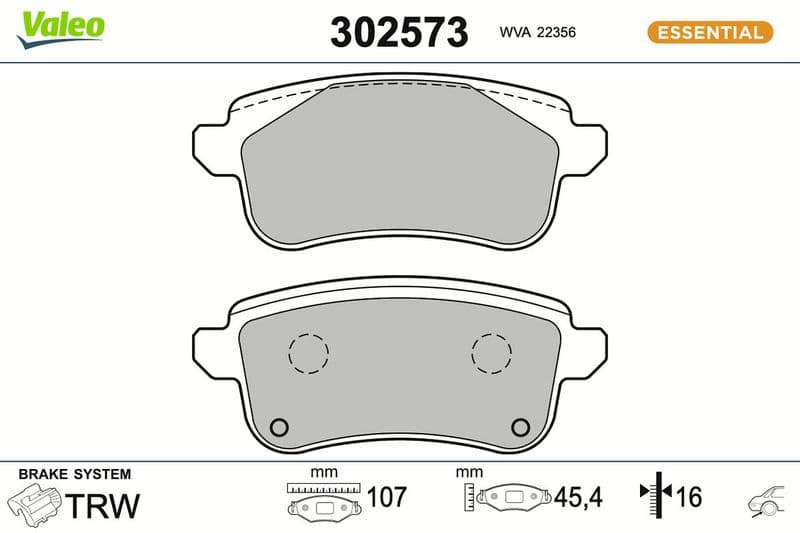 set placute frana,frana disc VALEO ESSENTIAL 302573