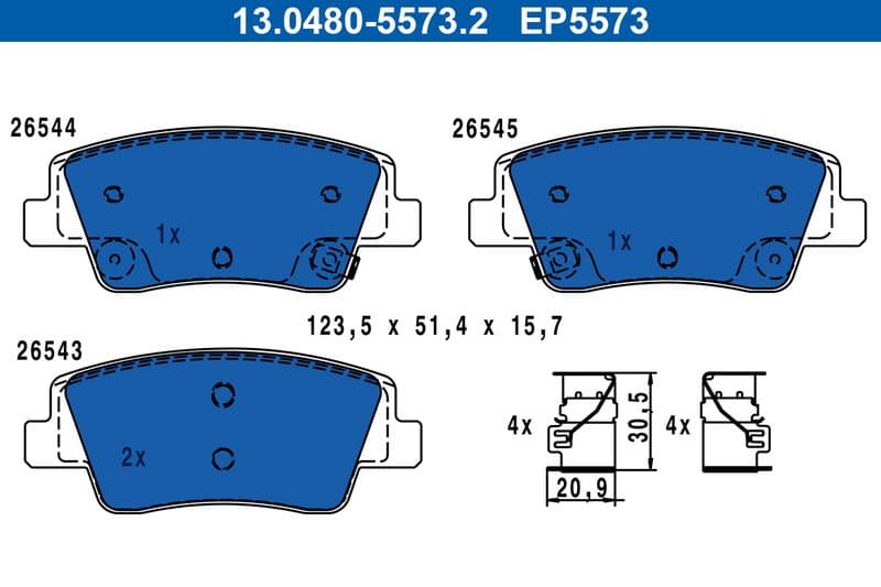 set placute frana,frana disc ATE 13.0480-5573.2