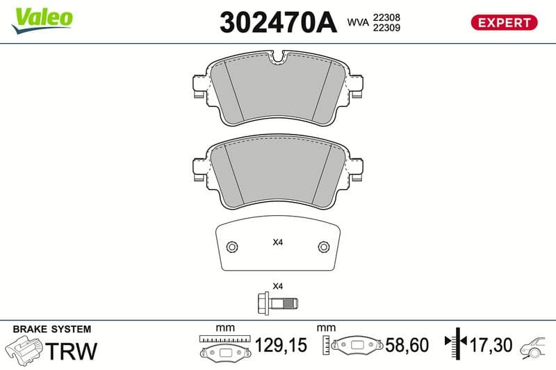 set placute frana,frana disc VALEO 302470A