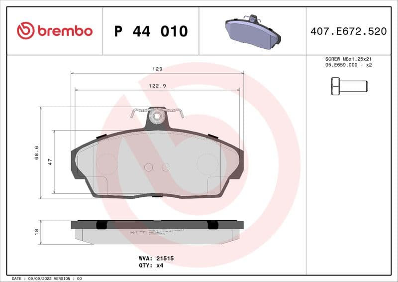 set placute frana,frana disc BREMBO PRIME LINE P 44 010