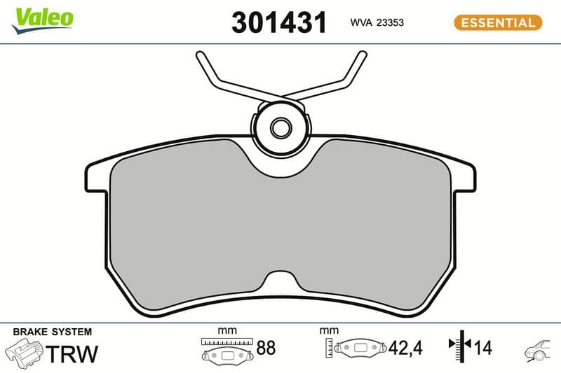 set placute frana,frana disc VALEO ESSENTIAL 301431