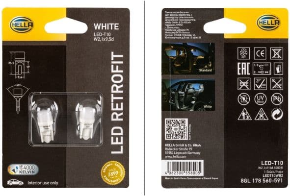 Bec, lumini interioare HELLA LED RETROFIT 8GL 178 560-591
