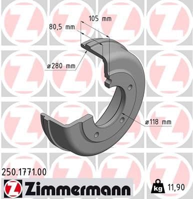 Tambur frana ZIMMERMANN 250.1771.00