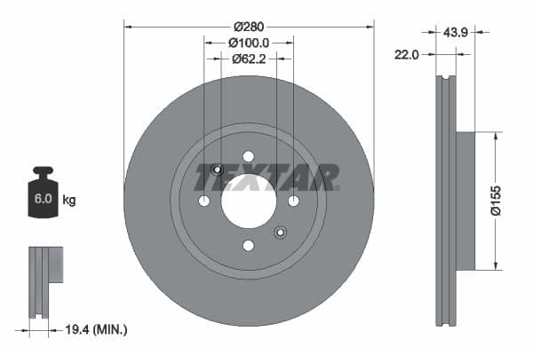 Disc frana TEXTAR PRO 92239303