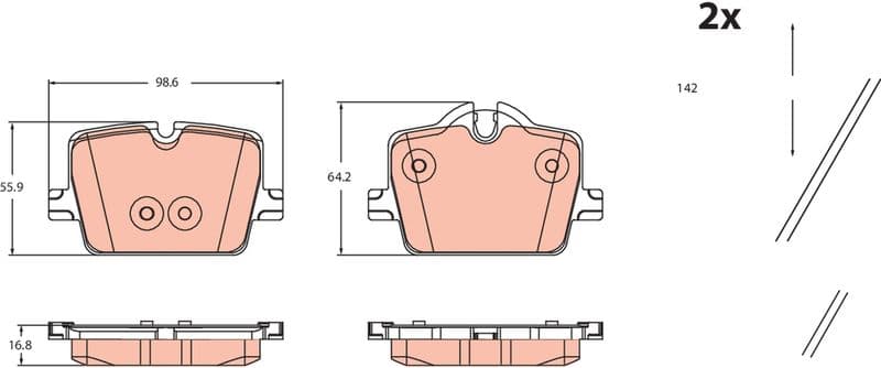 set placute frana,frana disc TRW GDB2487