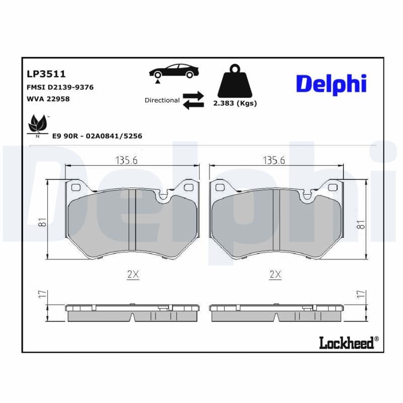 set placute frana,frana disc DELPHI LP3511