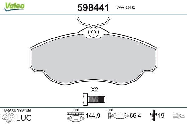 set placute frana,frana disc VALEO 598441