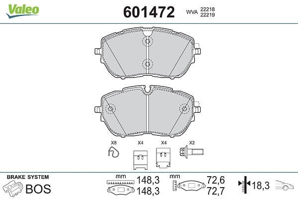 set placute frana,frana disc VALEO 601472