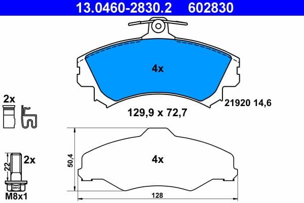 set placute frana,frana disc ATE 13.0460-2830.2