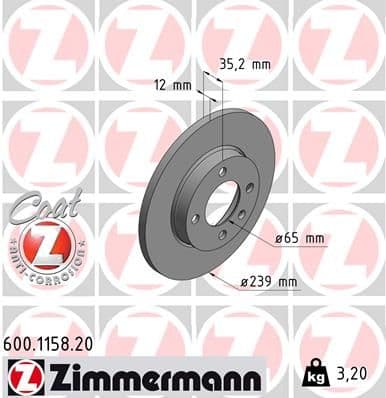 Disc frana ZIMMERMANN COAT Z 600.1158.20