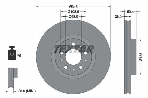 Disc frana TEXTAR PRO 92126603