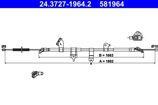 Cablu, frana de parcare ATE 24.3727-1964.2