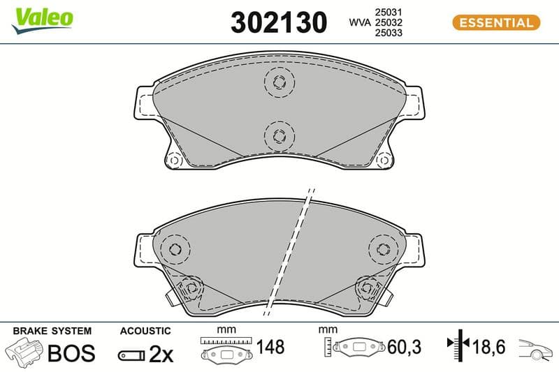 set placute frana,frana disc VALEO ESSENTIAL 302130