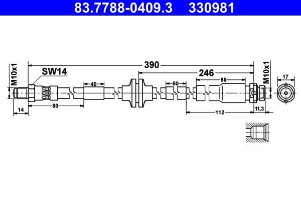 Furtun frana ATE 83.7788-0409.3