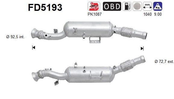 Filtru funingine/particule, sist.de esapament AS-PL FD5193