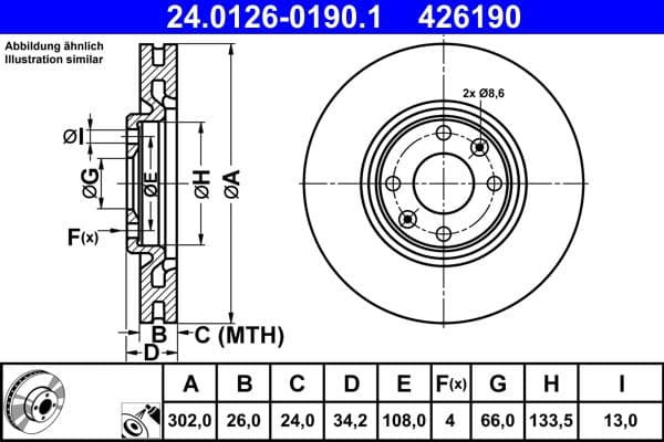 Disc frana ATE 24.0126-0190.1
