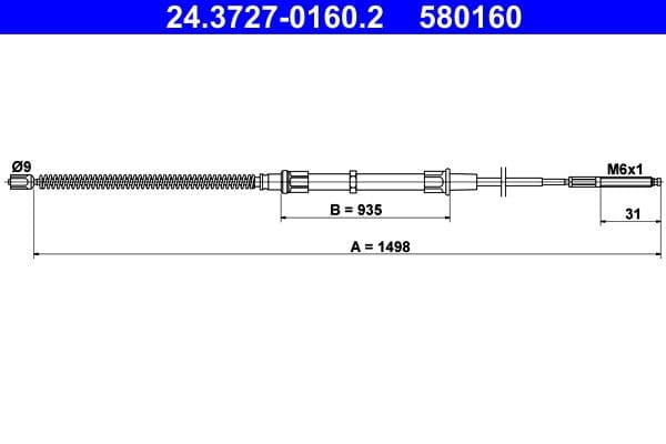 Cablu, frana de parcare ATE 24.3727-0160.2