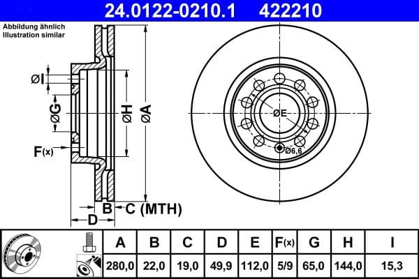 Disc frana ATE 24.0122-0210.1