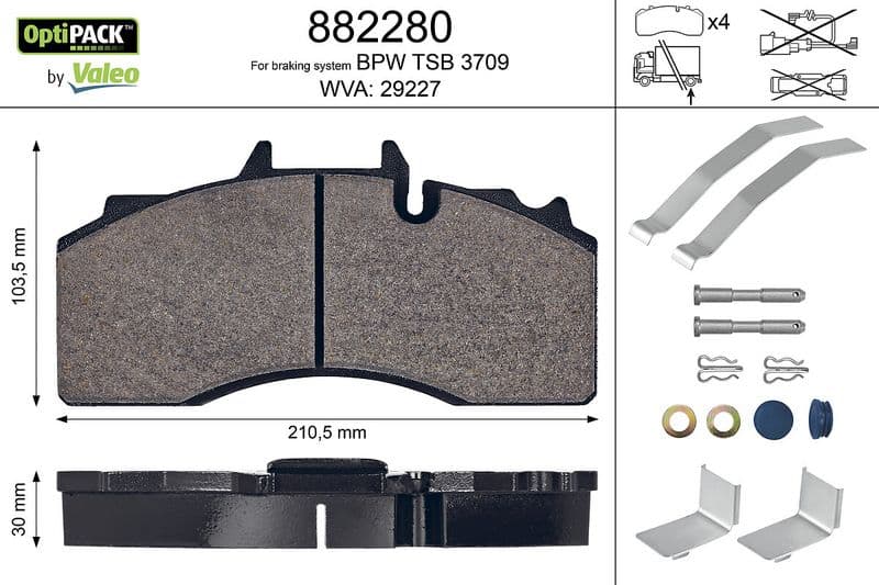 set placute frana,frana disc VALEO OPTIPACK 882280